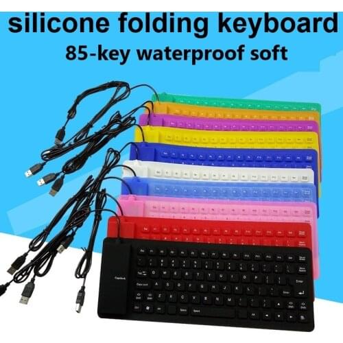 Flexible Waterproof Soft Silicone Gaming Keyboard 85 Keys Portable Mini USB Keyboard Tablet Foldable Computer Keyboard Laptop