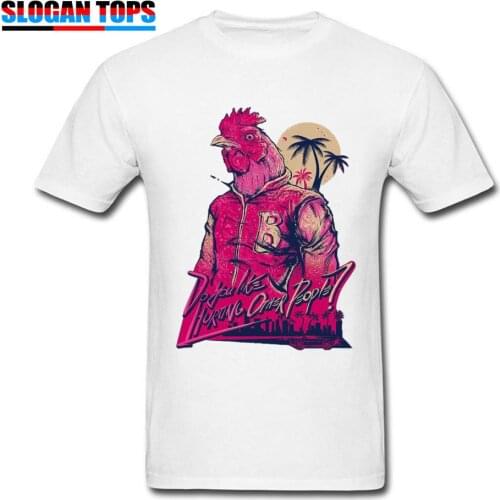 Hotline Miami T Shirt Men Top Funny Rooster Hotline Miami Richard T-shirt O-neck Shooter Video Game Geek Tshirt Male Summer Tees