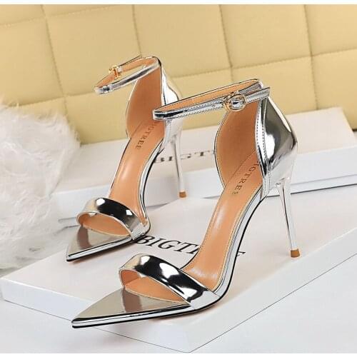 BIGTREE New Design Open ToeThin Heels Gladiator For Women Sandals Champagne Fashion Buckle Back Strap Ladies Shoes Party Shoes