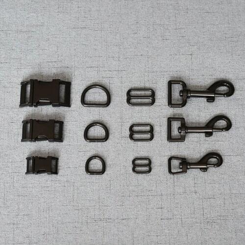 20 Sets 15mm 20mm 25mm Metal Adjuster Tri-Glides Belt Buckle Snap Clip Hook For Pet Dog Collar Leash Lobster Clasp DIY Accessory