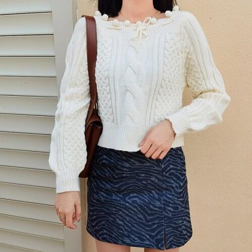 Bow knot sweet simple solid sweater elegant fashion termperament all-match thick pullovers mild twist knitted sweater 2020 new