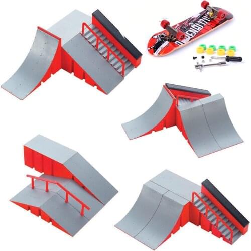 Mini Skateboard Toy Skate Park Kit Ramp Track Parts Sets With 1 Finger Skateboard Fingerboard Training Board Toys For Kids Gifts