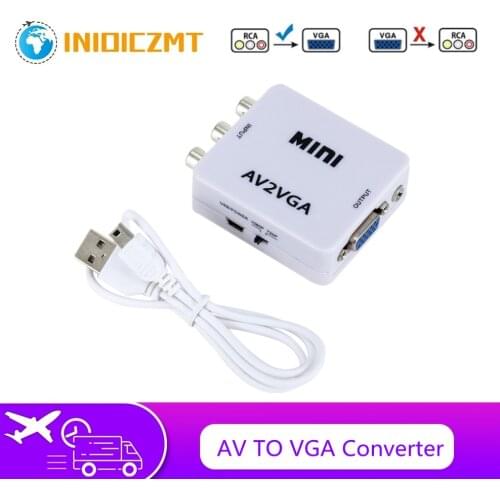 INIOICZMT 1080P Mini Video Convertor RCA AV to VGA Video Converter Conversor with 3.5mm Audio AV2VGA / CVBS + Audio to PC HDTV