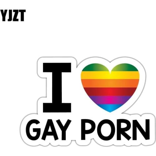 YJZT 12.8CM*8.1CM Personality Rainbow I Love Gay Porn Sexy PVC Decal Car Sticker 12-0255