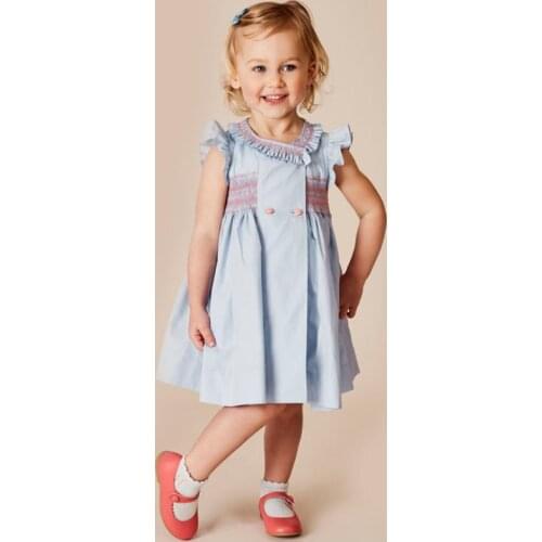 2021 New Spanish Vintege Court Style Girl Dress Baby Summer Girl Dress Party Princess Dress Cotton Kids Clothes Vestidos L743