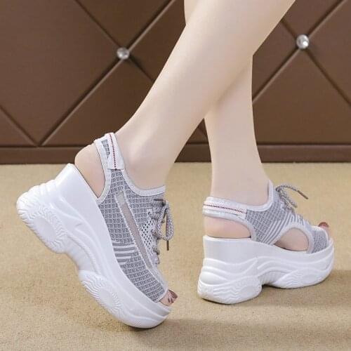 2021 Summer Women Platform Sandals Fashion White 8 cm Increasing Sandals Thick Sole Casual Platform Shoes Female