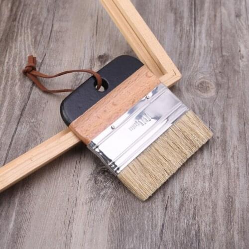 Wide Flat Chalk Paint Wax Brush Ergonomic Wood Handle Natural Bristle Brushes Furniture Painting Waxing Tool