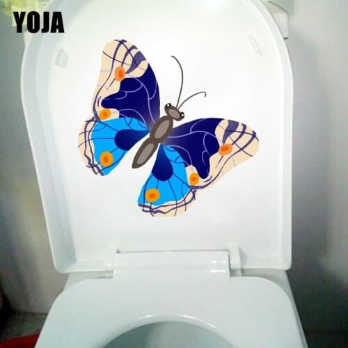 YOJA 22.5X22.7CM Blue Color Butterfly Bathroom Toilet Decal Classical Art Home Room Wall Sticker T1-2150