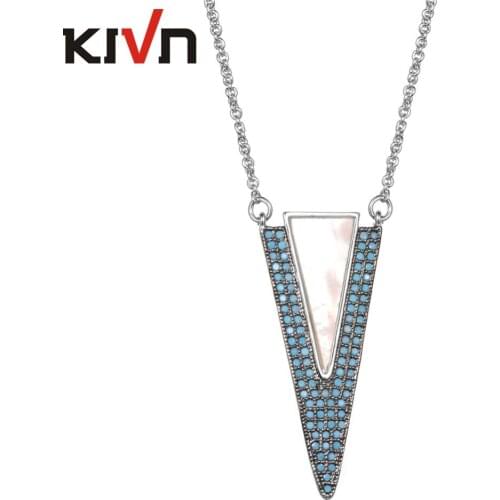 Womens Fashion Jewelry Triangle Mother of Pearl Pave CZ Cubic Zirconia Necklaces for Girls Promotion Birthday Christmas Gifts