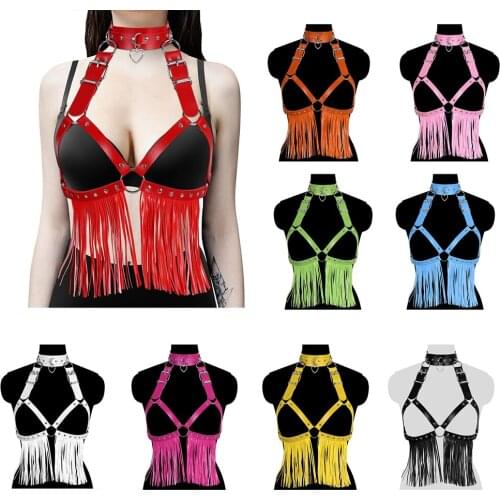 Cosplay Punk Leather Harness Bra Caged Straps Belt Gothic Dance Rave Wear Sex Costumes Bondage Harness Fashion Tight Suspender