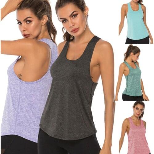 Womens Sports Gym Running Vest Racer Back Fitness Jogging Tank Top Fashion Casual Slim Sleeveless Solid Lady Sports Tank Vest