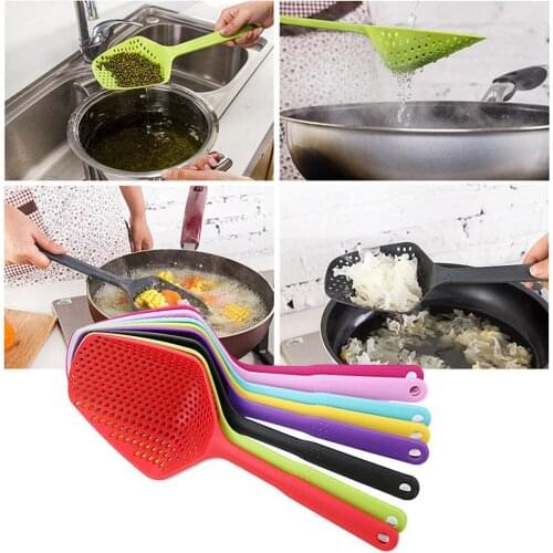 1pc Kitchen Large Soup Spoon Ladle Anti-scald Skimmer Plastic Scoop Fry Strainer Бытовые Инструменты Strainer Mesh Ice Food Q4Z4