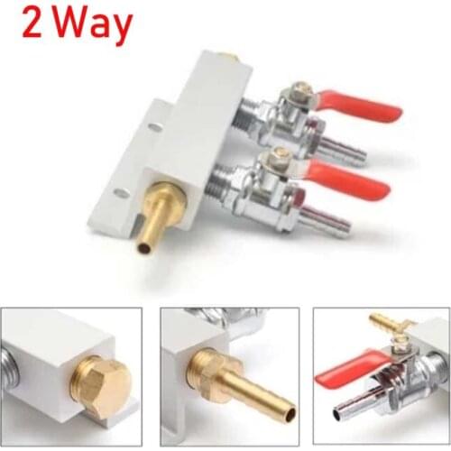 2 Way CO2 Gas Distribution Block Manifold with 7mm Hose Barbs Home Brewing Draft Beer Dispense Keg