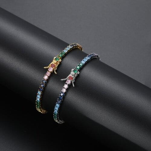 3mm Bling Iced Out Fashion 7inch 8inch Brass Bracelet Mens CZ Jewelry BB025