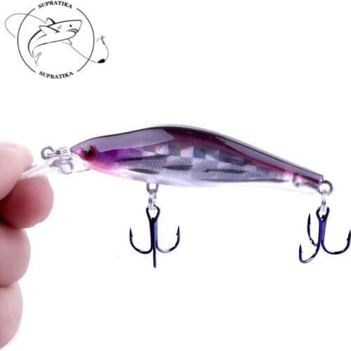 3D Eyes Fishing Lure Bionic Bait 8pcs 8cm/6.3g Minnow Plastic Hard Bait Sinking Swimbait Bionic Bait 8# With Sharp Treble Hook