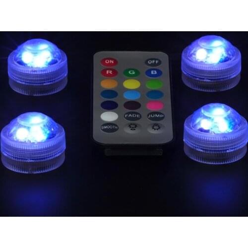 4*3LEDs Waterproof Submersible LED Lights Battery Operated Mini LED Remote Controlled Light for Vase Pool Smoking Shisha Decor