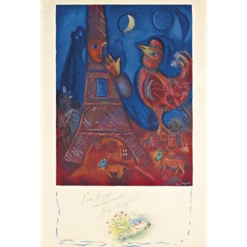 Abstract figures red birds tower people scenery oil painting canvas printings printed on canvas home wall art decoration picture