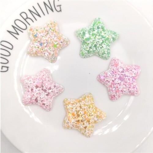 50Pcs/Lot 4CM Sequin Shiny Star Padded Appliques For Headwear Decoration Handmade Hair Clip Accessories