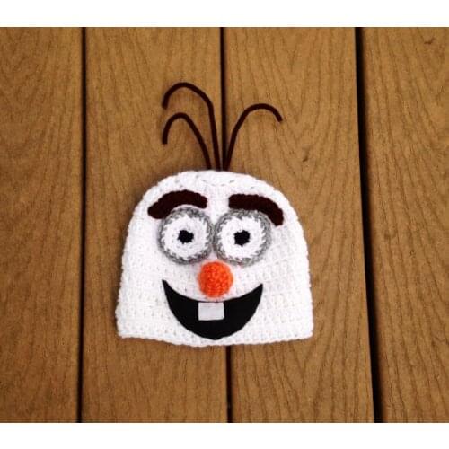 Free shipping, handmade Crochet Childrens Cartoon snowman - Olaf Hat , baby Photography prop 100% cotton Boy or girls hat