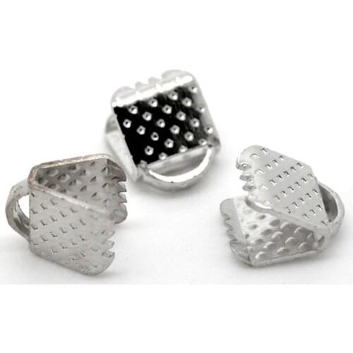 DoreenBeads Cord End Caps Ribbon Crimp End Findings Silver Color DIY Necklace Bracelets Jewelry Accessories 8mmx6mm, 200PCs