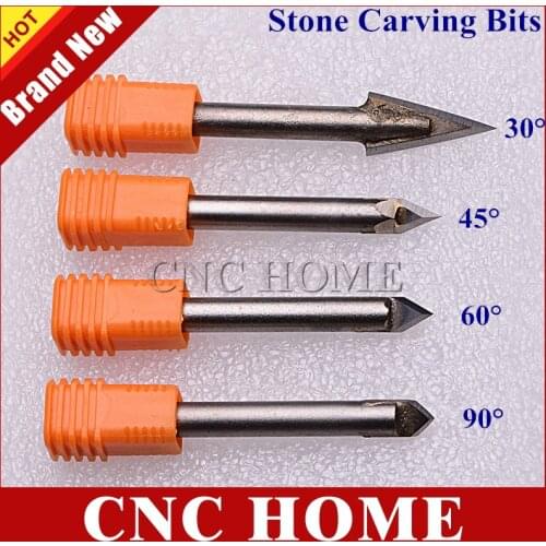 30/45/60/75/90 Degree Carbide CNC Router Bits Stone Engraving Carving End Mill Milling Cutter for stone, marble, bluestone