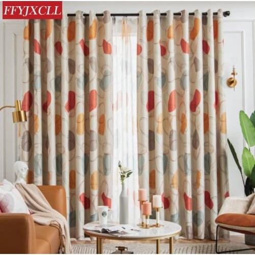 Round Geometric Blackout Curtains for Living Room Bedroom Decoration Curtains Modern Cotton Linen Blackout Curtains