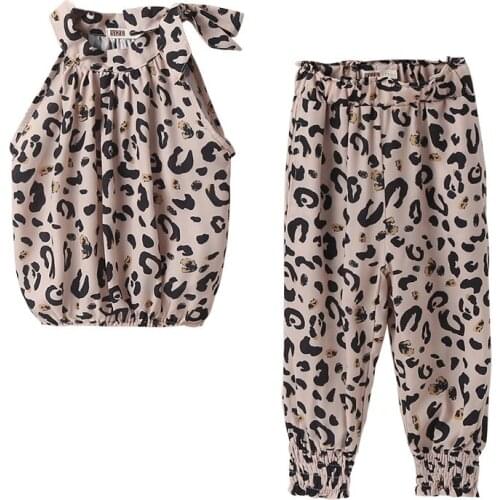 Summer Kids Baby Girl Clothes Sets 3-13Y Leopard Print Tops T-Shirt+ Pants Girls Clothing Sets 2PCS Outfits CL404