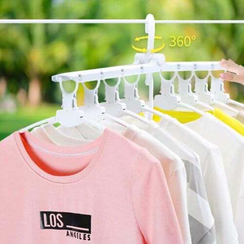 Multifunctional Clothes Hanger Magic Telescopic Folding Clothes Drying Rack Multi-layer Wardrobe Plastic Hanger Storage Hangers