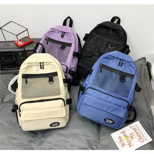Fashion Womens Backpack Solid Color Simple Oxford Cloth Schoolbag For Girls Waterproof Anti-theft Outdoor Travel Backpack 2021