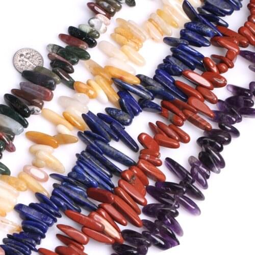 Gem-Inside Natural Smooth Freeform Stick Beads For DIY Jewelry Making Strand 15inches Woman Gift
