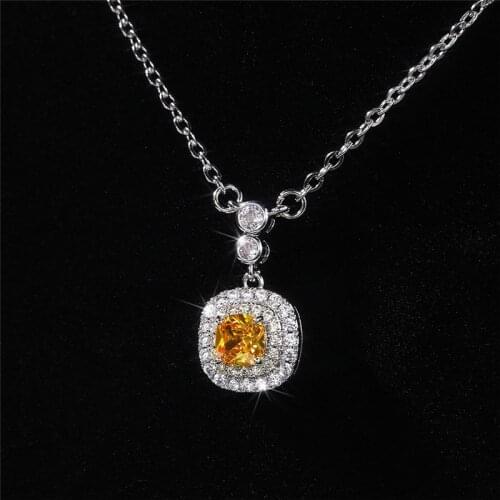 Huitan Bling Bling Cubic Zirconia Pendant Necklace for Women Delicate Charm Design Fashion Wedding Necklaces Jewelry Party Gift