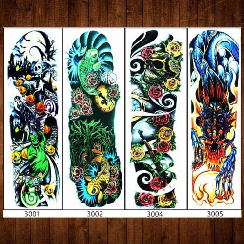 SHNAPIGN "Koi dragon" Full Sleeve Temporary Body Art,48*17cm Flash Tattoo Stickers, Waterproof Adult Sex Products Henna