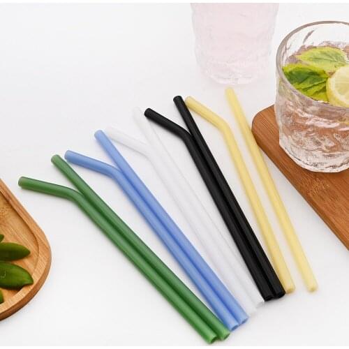 3/6 Pcs Colorful Reusable Food Grass Straws Straight Bent Drinking Straw With Cleaning Brush White Bag Set Party Bar Accessory