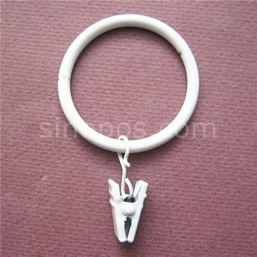 Steel Curtain Ring With Clip, drapery gripper wire rings clips rail rod pole net voile hooks cap glove scarf banner sign hanger