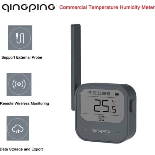 Qingping Smart Temperature Humidity Sensor WIFI Commercial USB Charge High Precision Sensor Thermometer For Drugstore Greenhouse