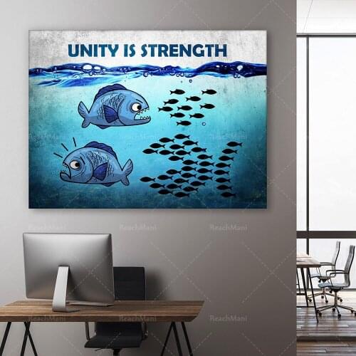 Unity is power inspirational mural canvas print office decoration inspiration illustration artwork work job motivation cartoon