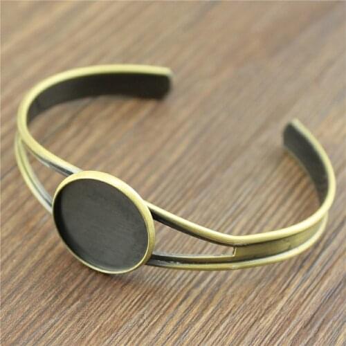WYSIWYG 1pcs High Quality Fit 20mm Round Glass Cabochon Bangle Base Setting Diy Jewelry Accessories