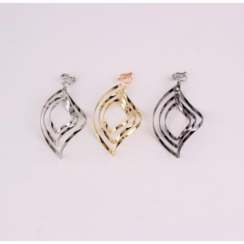 Grace Jun Twisted Multi-layer Clip on Earrings No Pierced for Women Elegant Fashion Bohemain Ethic No Hole Earrings Not Allergy