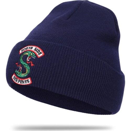 Adult Riverdale South Side Serpents Cosplay Hats Beanie Cap Winter Knitted Embroidery Hat Unisex Archie