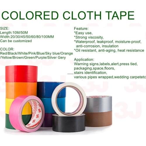 1 Roll Width 100mm x50M ,thickness 0.28mm,12 Colors Cloth Tape,strong stickiness,Wide-range in application,Yellow Color