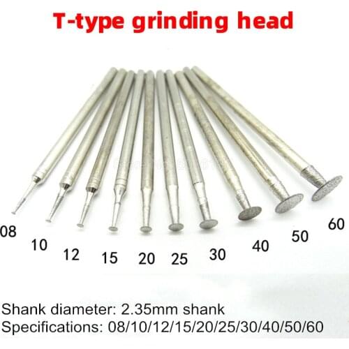 1Pcs 2.35MM Shank Super-thin Diamond Grinding Head Rotary Bits Burrs Mounted Point Stone Jade Carving Polishing Engraving