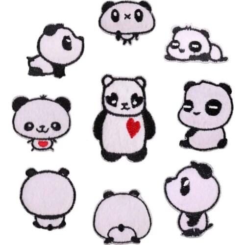 1pcs Panda Theme Cartoon Embroidered Patches Sew Applique Stickers Badge Accessories Home Decoration Clothing Handbag DIY