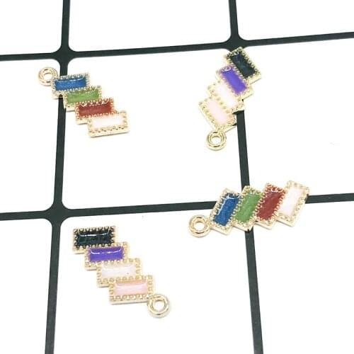 10 pcs Oil Drop Stairs Pendant Strip Enamel Charms Earring Making DIY Charms Simple Necklace Jewelry DIY Accessories Girl YZ172