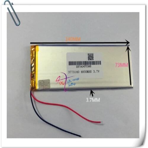 10 pcs 3.7V 4850mah 3773140 3575140 Polymer Lithium Li-Po Rechargeable Battery For GPS DVD PAD E-book Tablet PC Power bank