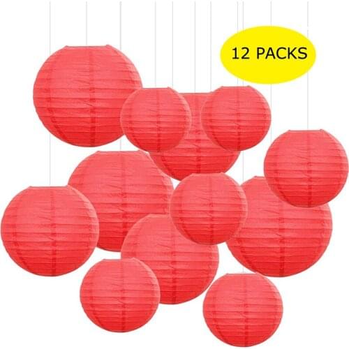 12 Pcs/set 6"-12" Red Chinese Paper Lantern Paper lampion lampionnen for Wedding Xmas New Year Parties Hanging Decoration
