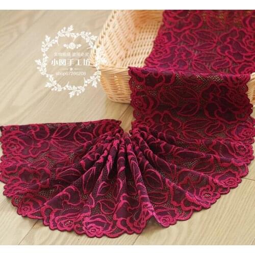 5 Yards/lot Luxury Elastic Lace Trim Accessory DIY Lace Ribbon Burgundy Lace Swiss French Lace Bridal Headband Garter