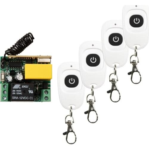 AC220V 1CH 10A channel RF mini Wireless Remote Control 1 * Receiver & 4 * Transmitter 315 mhz or 433 mhz