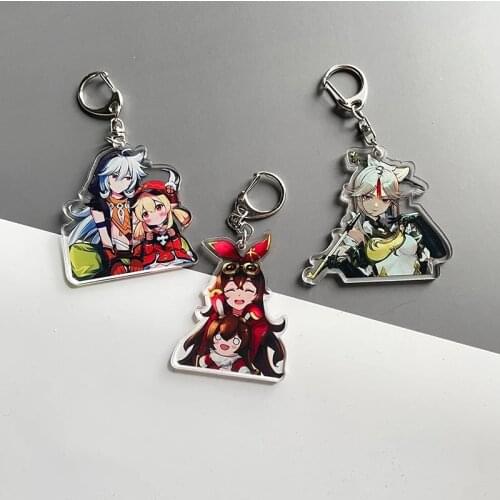 Anime Genshin Impact Figure Keychains Accessories Acrylic Key Rings Bag Pendant Keychain for Car Keys 2021 Xmas Gifts