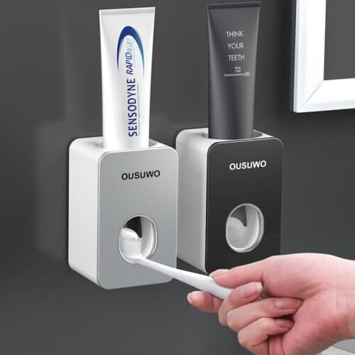 Automatic Toothpaste Dispenser Toothpaste Squeezer Toothbrush Holder Wall-Mounted Rack Bathroom Accessories Set