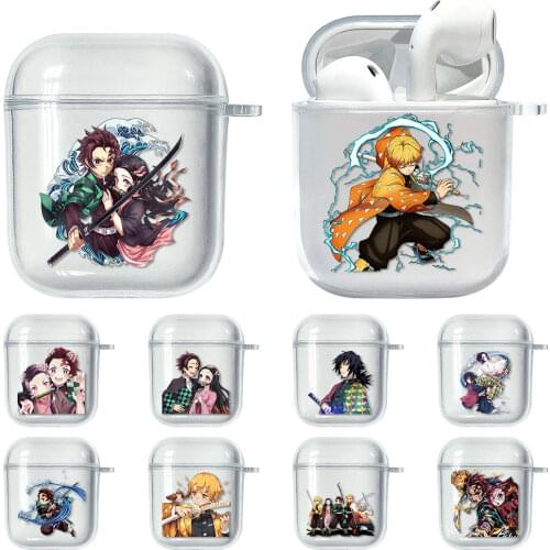 Anime Cartoon Demon Blade Case For AirPods 1 2 Transparent Protector for Apple Airpods Charging Box Cover Earphone Thin Bags